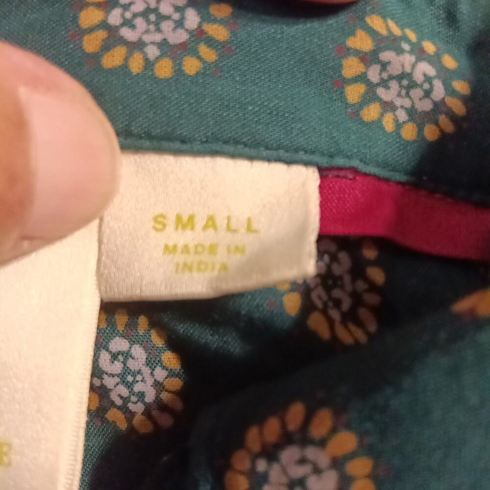 Maeve by Anthropology Women's Green Floral Blouse Roll Tab Sleeve S 100% Modal - Picture 3 of 7